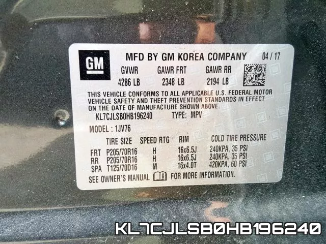 KL7CJLSB0HB196240 фото 2