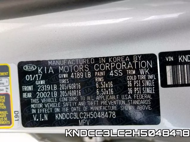 KNDCC3LC2H5048478 фото 2