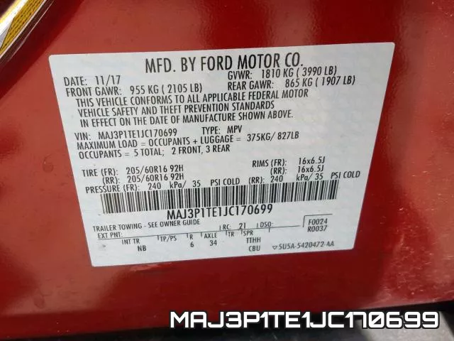 MAJ3P1TE1JC170699 фото 2