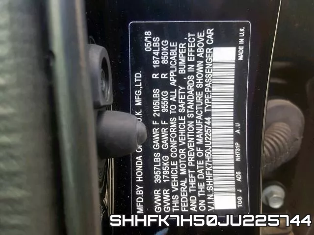 SHHFK7H50JU225744 фото 2