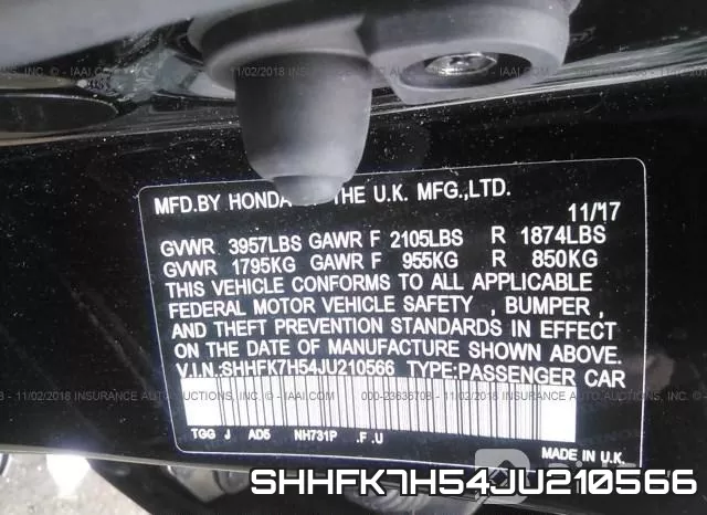 SHHFK7H54JU210566 фото 10