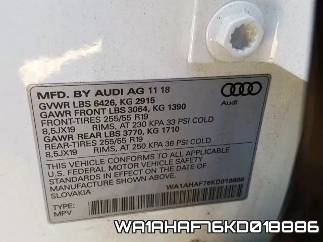 WA1AHAF76KD018886 фото 2