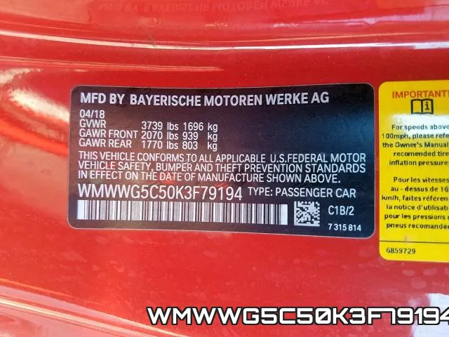 WMWWG5C50K3F79194 фото 2