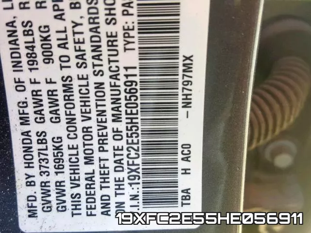 19XFC2E55HE056911 фото 2
