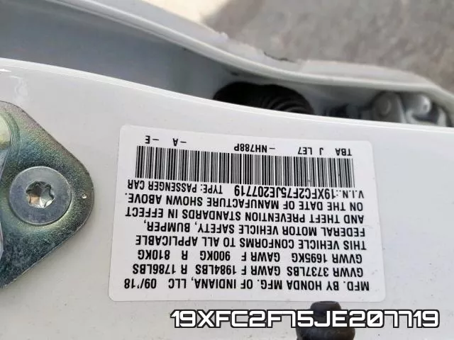 19XFC2F75JE207719 фото 2