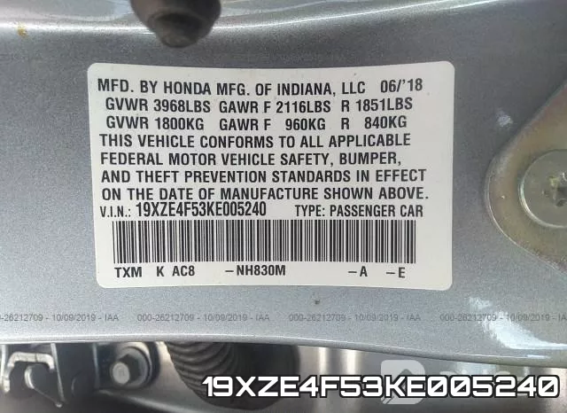 19XZE4F53KE005240 фото 10