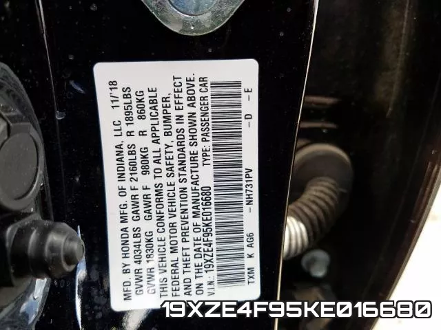 19XZE4F95KE016680 фото 2
