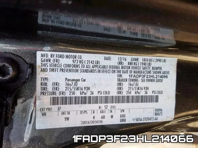 1FADP3F23HL214066 фото 2