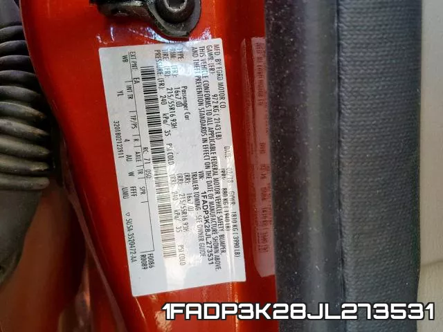 1FADP3K28JL273531 фото 2