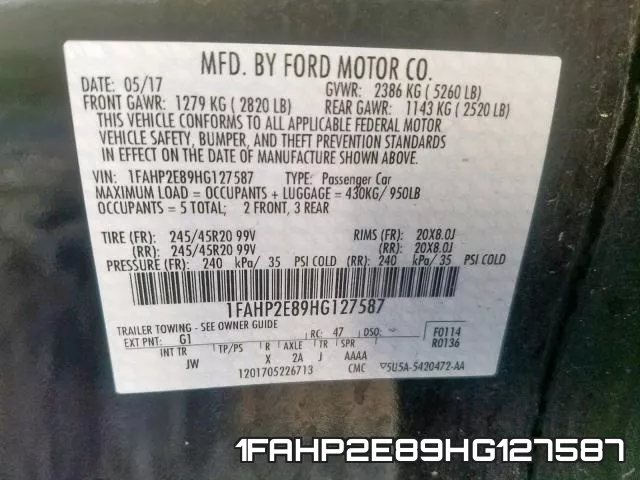 1FAHP2E89HG127587 фото 2