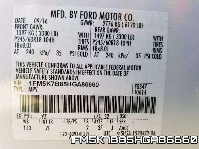 1FM5K7B85HGA86660 фото 2