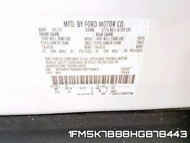 1FM5K7B88HGB78443 фото 2