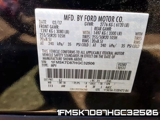 1FM5K7D87HGC32506 фото 2