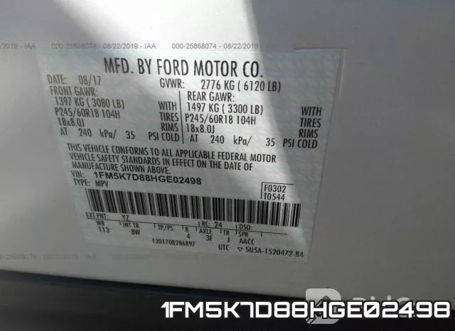 1FM5K7D88HGE02498 фото 9
