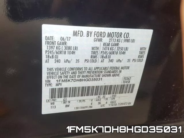 1FM5K7DH8HGD35031 фото 2