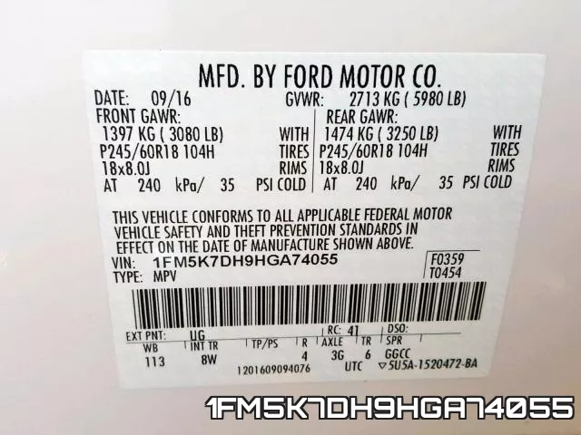 1FM5K7DH9HGA74055 фото 2