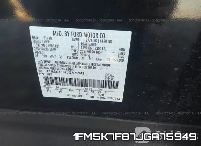 1FM5K7F87JGA75949 фото 10
