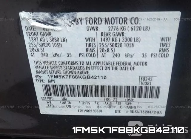 1FM5K7F88KGB42110 фото 10