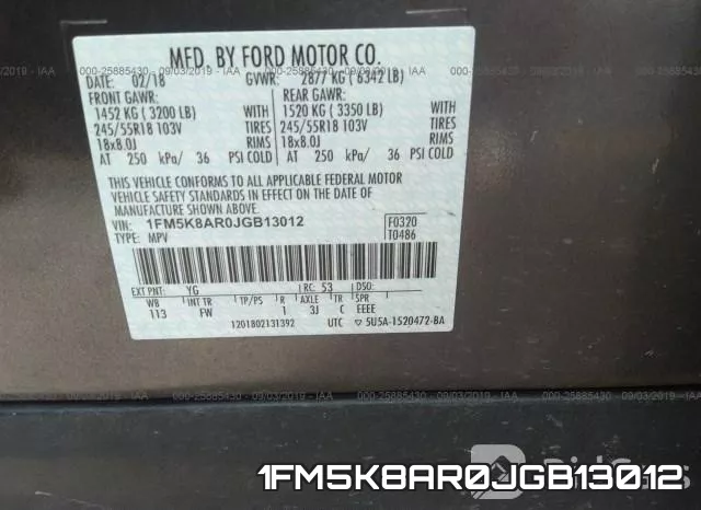 1FM5K8AR0JGB13012 фото 10