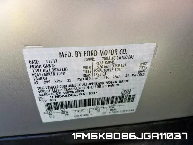 1FM5K8D86JGA11037 фото 2