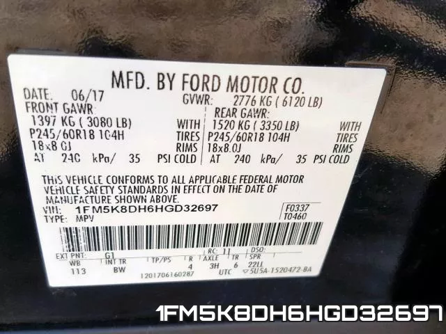 1FM5K8DH6HGD32697 фото 2