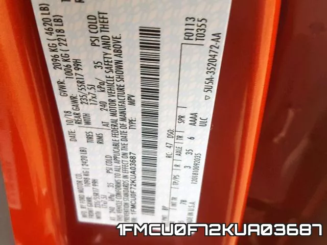 1FMCU0F72KUA03687 фото 2