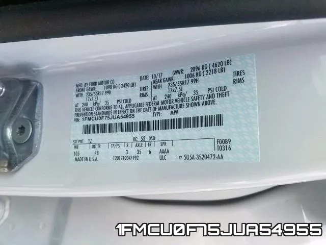 1FMCU0F75JUA54955 фото 2