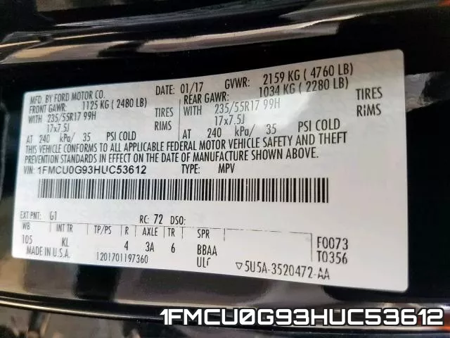 1FMCU0G93HUC53612 фото 2