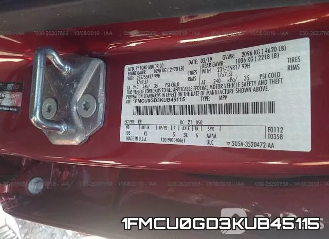 1FMCU0GD3KUB45115 фото 10