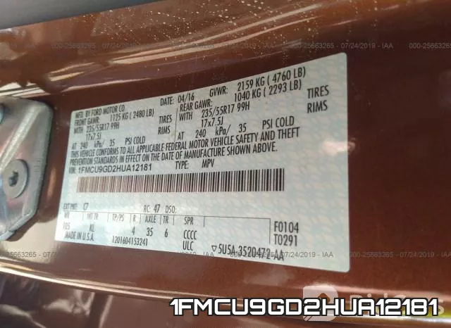 1FMCU9GD2HUA12181 фото 10