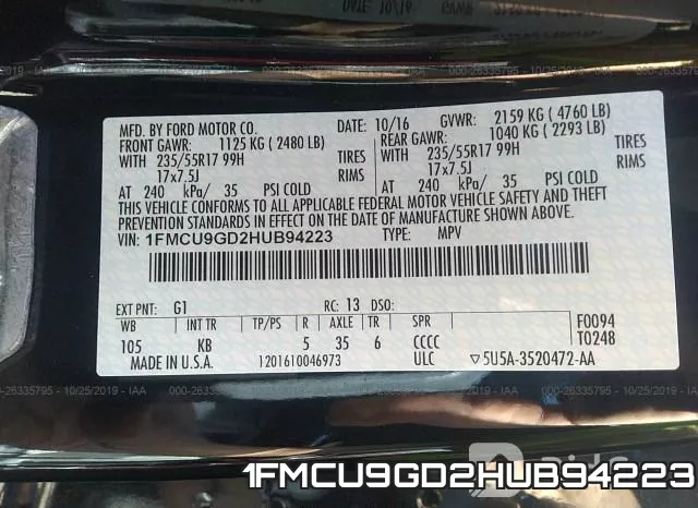 1FMCU9GD2HUB94223 фото 10
