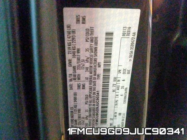 1FMCU9GD9JUC90341 фото 2