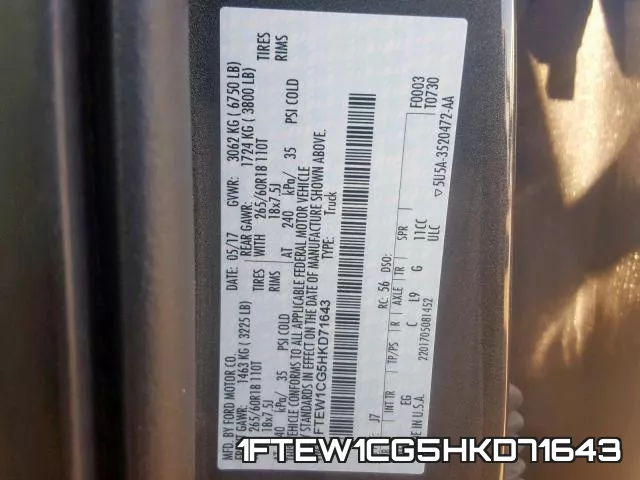 1FTEW1CG5HKD71643 фото 2