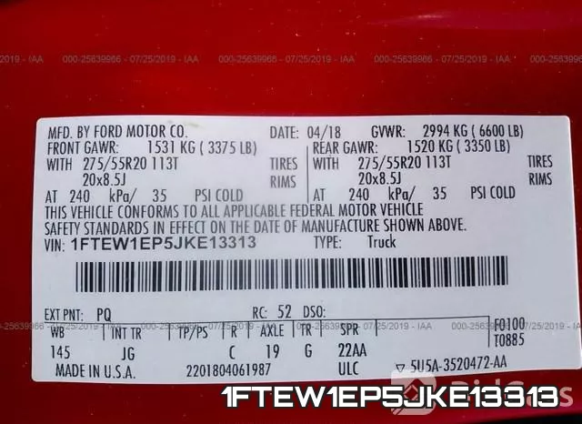 1FTEW1EP5JKE13313 фото 10