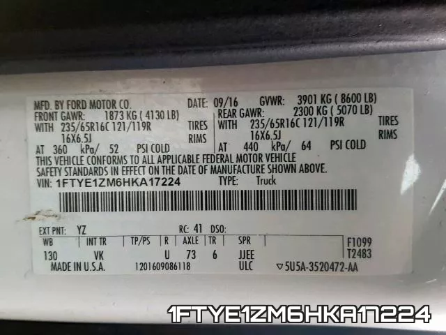 1FTYE1ZM6HKA17224 фото 2