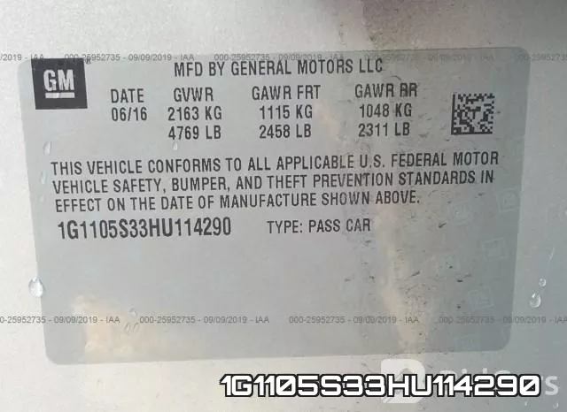 1G1105S33HU114290 фото 10
