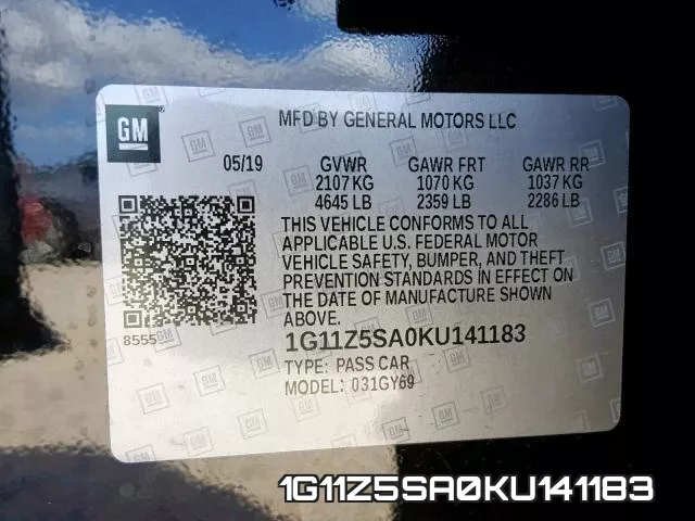 1G11Z5SA0KU141183 фото 2