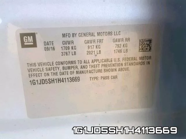 1G1JD5SH1H4113669 фото 2