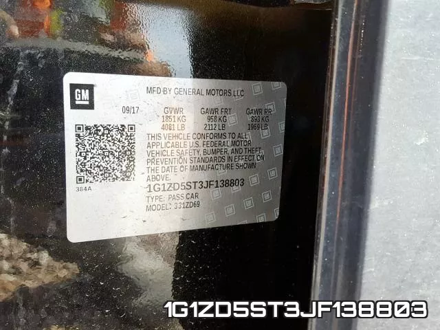 1G1ZD5ST3JF138803 фото 2