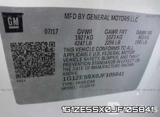 1G1ZE5SX0JF105841 фото 10