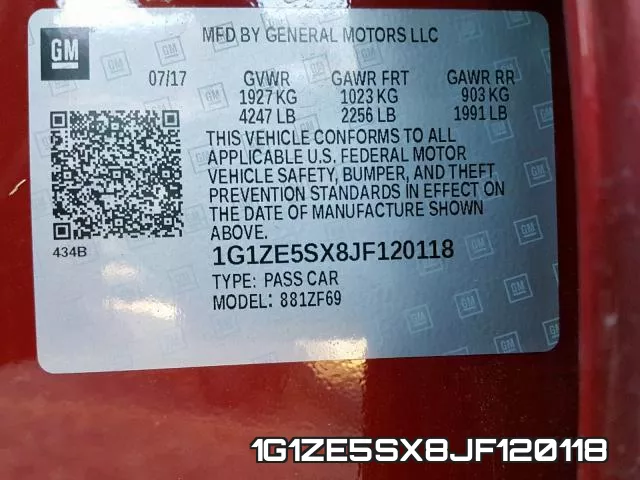 1G1ZE5SX8JF120118 фото 2