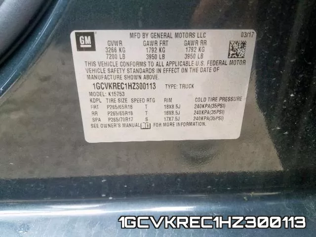 1GCVKREC1HZ300113 фото 2