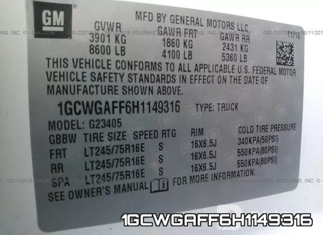 1GCWGAFF6H1149316 фото 10