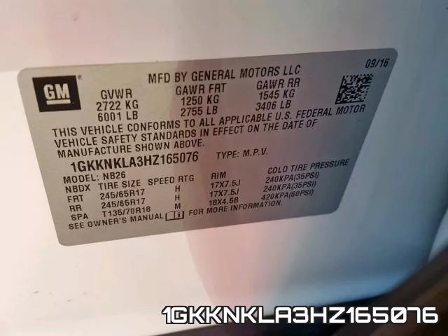 1GKKNKLA3HZ165076 фото 2