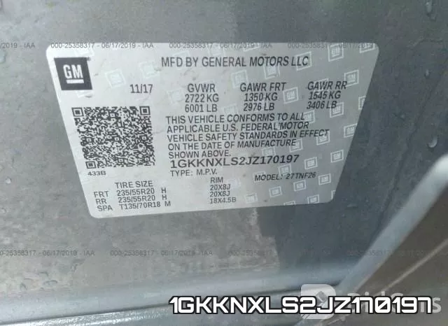1GKKNXLS2JZ170197 фото 10