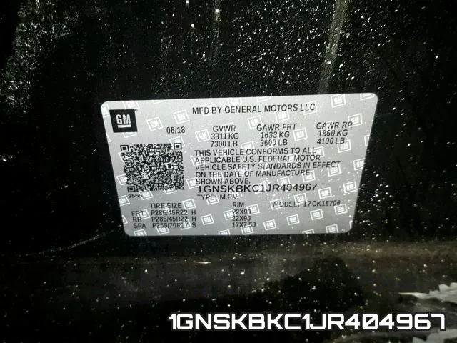 1GNSKBKC1JR404967 фото 2