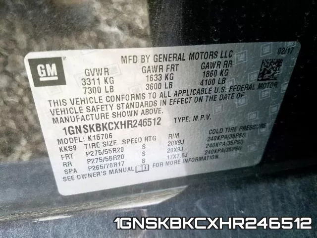 1GNSKBKCXHR246512 фото 2