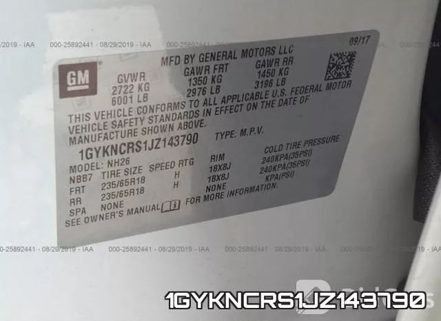 1GYKNCRS1JZ143790 фото 10