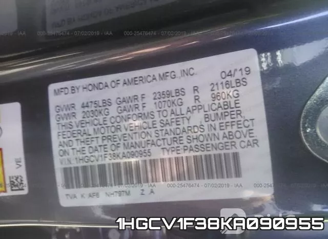 1HGCV1F38KA090955 фото 10