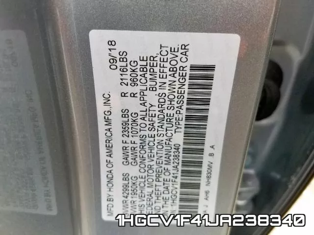 1HGCV1F41JA238340 фото 2